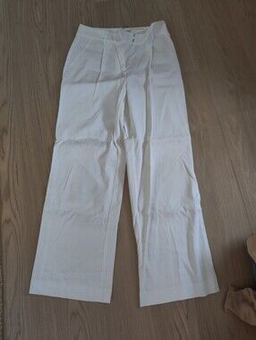LOFT White Peyton Linen Trousers